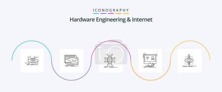 Téléchargez les illustrations : Hardware Engineering And Internet Line 5 Icon Pack Including monitor. control. electronic. smart. infrastructure - en licence libre de droit