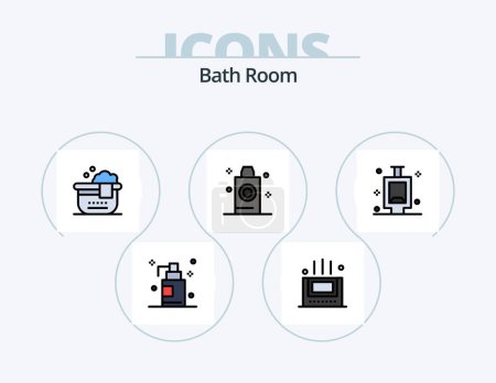 Ilustración de Bath Room Line Filled Icon Pack 5 Icon Design. . room. mat. bath. bath - Imagen libre de derechos