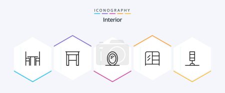 Illustration for Interior 25 Line icon pack including . lamp. furniture. interior. interior - Royalty Free Image