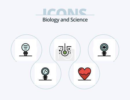Ilustración de Biology Line Filled Icon Pack 5 Icon Design. biology. love. biology. heart. genetics - Imagen libre de derechos