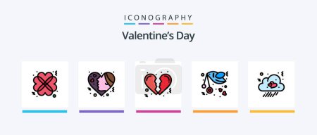 Illustration for Valentines Day Line Filled 5 Icon Pack Including fly. messages. love. love. heart. Creative Icons Design - Royalty Free Image