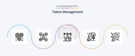 Téléchargez les illustrations : Talent Management Line 5 Icon Pack Including brainstorming. brain. add. star. tumbs - en licence libre de droit