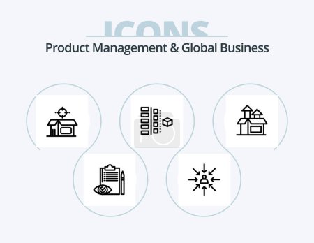 Téléchargez les illustrations : Product Managment And Global Business Line Icon Pack 5 Icon Design. management. business. management. selection. choose - en licence libre de droit
