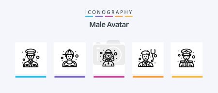 Illustration for Male Avatar Line 5 Icon Pack Including . cook. man. chef. wall. Creative Icons Design - Royalty Free Image