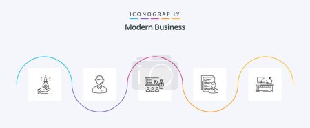 Ilustración de Modern Business Line 5 Icon Pack Including business. presentation. support. service. man - Imagen libre de derechos