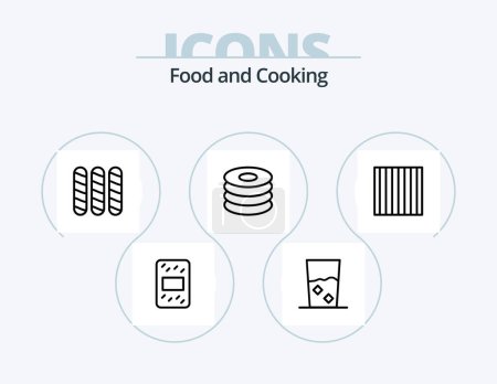 Téléchargez les illustrations : Food Line Icon Pack 5 Icon Design. drink. food. egg. fast. cup - en licence libre de droit