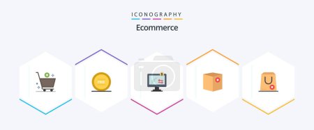 Illustration for Ecommerce 25 Flat icon pack including no. commerce. line. box. ecommerce - Royalty Free Image