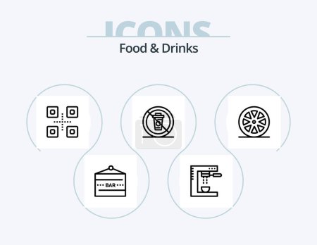 Illustration for Food and Drinks Line Icon Pack 5 Icon Design. meal. drinks. no. cooking. media and entertainment - Royalty Free Image