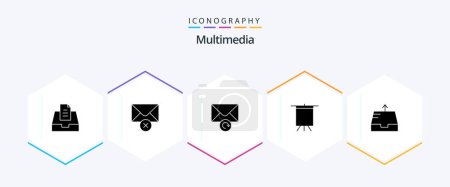 Illustration for Multimedia 25 Glyph icon pack including . . retry. send. mailbox - Royalty Free Image