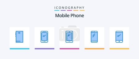 Téléchargez les illustrations : Mobile Phone Blue 5 Icon Pack Including . android.. Creative Icons Design - en licence libre de droit