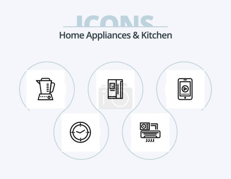 Illustration for Home Appliances And Kitchen Line Icon Pack 5 Icon Design. dryer. iron. play station. home. room - Royalty Free Image