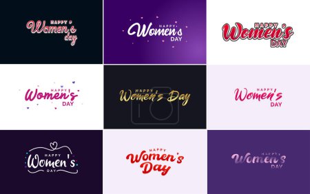 Ilustración de Happy Women's Day typography design with a pastel color scheme and a geometric shape vector illustration - Imagen libre de derechos