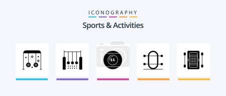 Téléchargez les illustrations : Sports and Activities Glyph 5 Icon Pack Including physic. crew. ring. sports. game. Creative Icons Design - en licence libre de droit