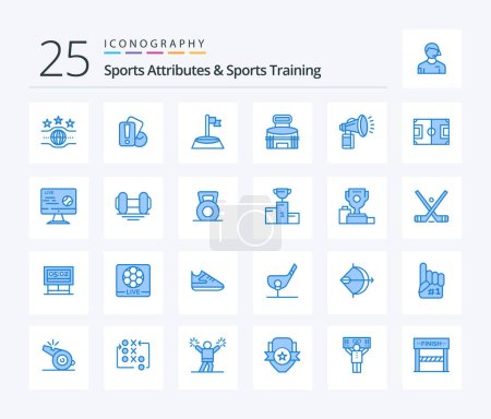 Ilustración de Sports Atributes And Sports Training 25 Blue Color icon pack including air. sport. corner. game. building - Imagen libre de derechos