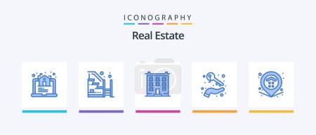 Illustration for Real Estate Blue 5 Icon Pack Including keys. hand. property. growing. home. Creative Icons Design - Royalty Free Image