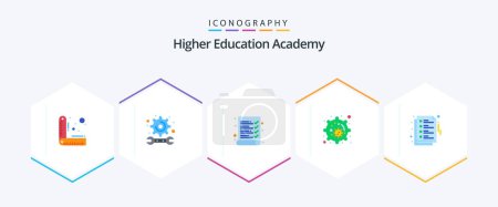 Ilustración de Academy 25 Flat icon pack including . education. exam. study. nucleus - Imagen libre de derechos