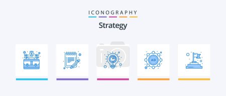 Illustration for Strategy Blue 5 Icon Pack Including strategy. ad. paper. analysis. solution. Creative Icons Design - Royalty Free Image