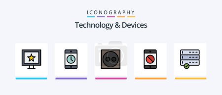 Illustration for Devices Line Filled 5 Icon Pack Including . devices. devices. data. products. Creative Icons Design - Royalty Free Image
