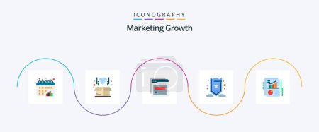 Téléchargez les illustrations : Marketing Growth Flat 5 Icon Pack Including document. tag. page. seo. marketing - en licence libre de droit