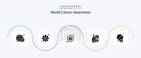 Téléchargez les illustrations : World Cancer Awareness Glyph 5 Icon Pack Including tablet. sign. arrow. wine. bottle - en licence libre de droit