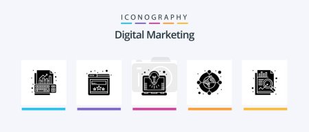 Ilustración de Digital Marketing Glyph 5 Icon Pack Including chart. marketing. bulb. market. circle. Creative Icons Design - Imagen libre de derechos