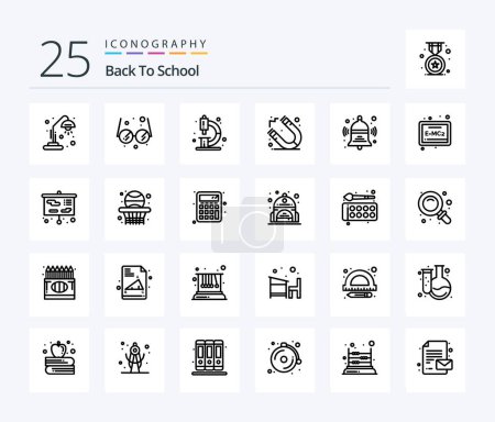Illustration for Back To School 25 Line icon pack including back. bell. chemistry. school. education - Royalty Free Image