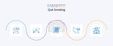 Illustration for Quit Smoking Blue 5 Icon Pack Including clinic. problem. cigarette. pressure. blood - Royalty Free Image