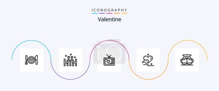 Illustration for Valentine Line 5 Icon Pack Including love. valentines. love. valentine. love - Royalty Free Image