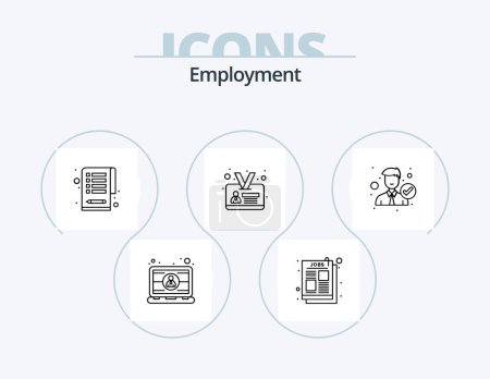 Ilustración de Employment Line Icon Pack 5 Icon Design. reject. office. computer. employee. user - Imagen libre de derechos