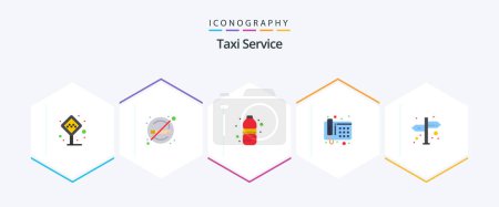 Illustration for Taxi Service 25 Flat icon pack including navigation. telephone. sign. phone. drink - Royalty Free Image