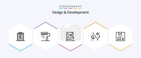 Illustration for Design and Development 25 Line icon pack including design. coding. paint. paint. design - Royalty Free Image