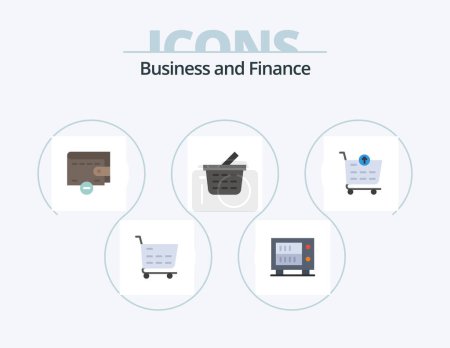 Téléchargez les illustrations : Finance Flat Icon Pack 5 Icon Design. . . wallet. shopping cart. checkout - en licence libre de droit
