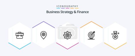 Ilustración de Business Strategy And Finance 25 Line icon pack including . dollar . pin . gear . cog - Imagen libre de derechos