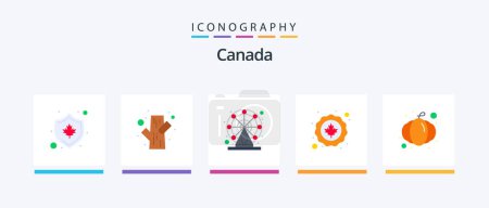 Téléchargez les illustrations : Canada Flat 5 Icon Pack Including halloween. leaf. canada. flag. canada. Creative Icons Design - en licence libre de droit