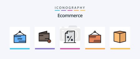 Téléchargez les illustrations : Ecommerce Line Filled 5 Icon Pack Including shopping. delete. sent. cart. e. Creative Icons Design - en licence libre de droit