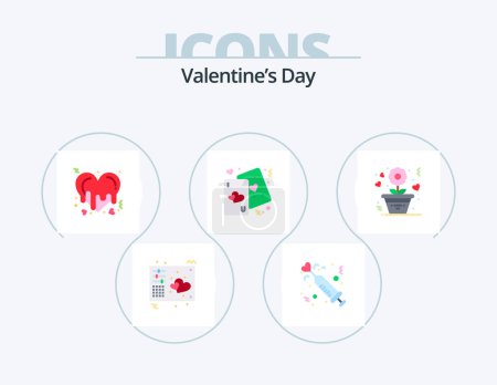 Illustration for Valentines Day Flat Icon Pack 5 Icon Design. life. heart. love. cards. love - Royalty Free Image