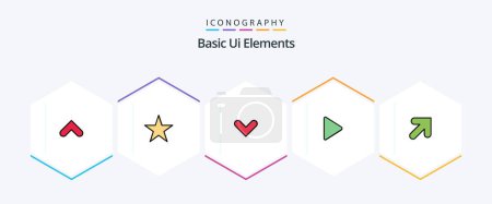 Illustration for Basic Ui Elements 25 FilledLine icon pack including right. arrow. arrows. video. media - Royalty Free Image