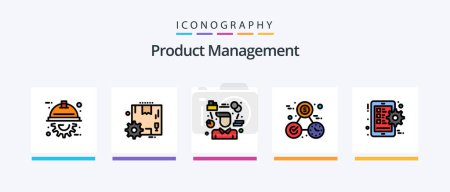 Téléchargez les illustrations : Product Management Line Filled 5 Icon Pack Including management. data. technology. business. package. Creative Icons Design - en licence libre de droit
