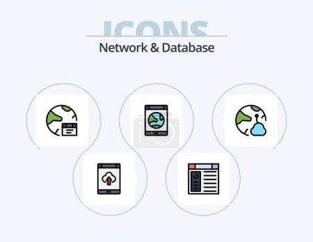 Illustration for Network And Database Line Filled Icon Pack 5 Icon Design. database. cloud. online. smartphone. network - Royalty Free Image