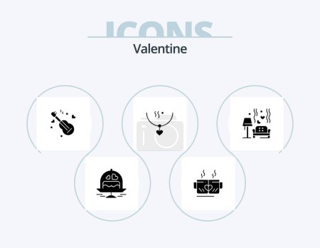 Téléchargez les illustrations : Valentine Glyph Icon Pack 5 Icon Design. guitar. day. tea. valentines. wedding - en licence libre de droit