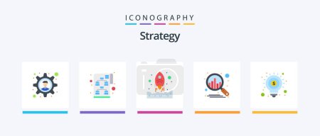 Téléchargez les illustrations : Strategy Flat 5 Icon Pack Including marketing. money. rocket. idea. plan. Creative Icons Design - en licence libre de droit
