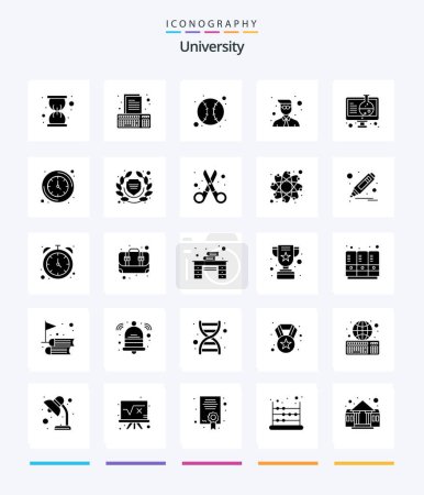 Téléchargez les illustrations : Creative University 25 Glyph Solid Black icon pack  Such As lab.. ball. student. bachelor - en licence libre de droit