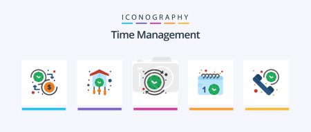 Téléchargez les illustrations : Time Management Flat 5 Icon Pack Including schedule. calendar. cuckoo. time. clock. Creative Icons Design - en licence libre de droit