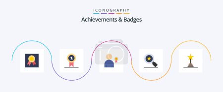 Ilustración de Achievements and Badges Flat 5 Icon Pack Including performance award. award. best. achievement award. star - Imagen libre de derechos