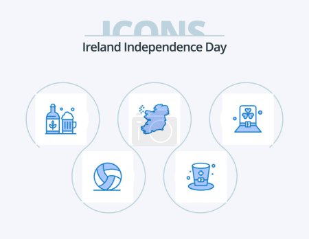Ilustración de Ireland Independence Day Blue Icon Pack 5 Icon Design. green. costume. beer. ireland. world - Imagen libre de derechos