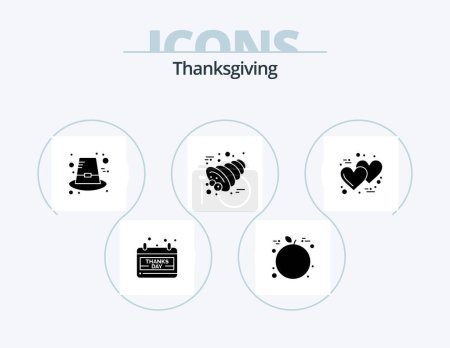 Illustration for Thanksgiving Glyph Icon Pack 5 Icon Design. romantic. day. hat. thanksgiving. cornucopia - Royalty Free Image
