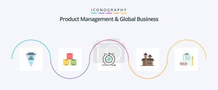 Illustration for Product Managment And Global Business Flat 5 Icon Pack Including product. method. stock. -management. fast - Royalty Free Image