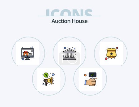 Ilustración de Auction Line Filled Icon Pack 5 Icon Design. protection. lock. court. law. scales - Imagen libre de derechos