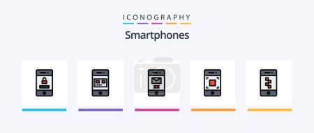 Ilustración de Smartphones Line Filled 5 Icon Pack Including mobile. signs. people. pin. location. Creative Icons Design - Imagen libre de derechos
