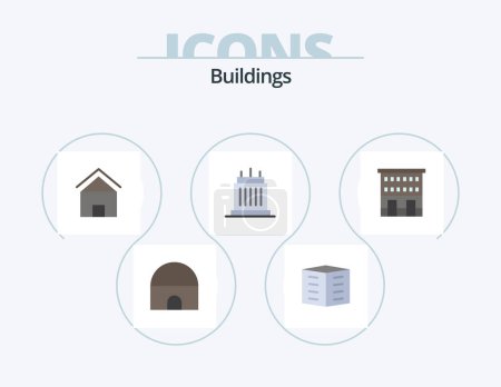Illustration for Buildings Flat Icon Pack 5 Icon Design. property. estate. office blocks. buildings. house - Royalty Free Image